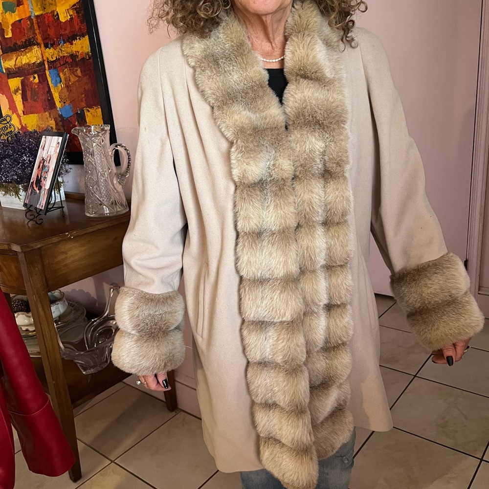 Albert Nipon Beige Wool Blend Jacket